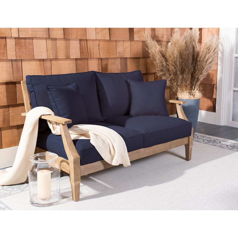 SAFAVIEH Couture Martinique Wood Patio Loveseat - 56"W x 35"D x 32"H