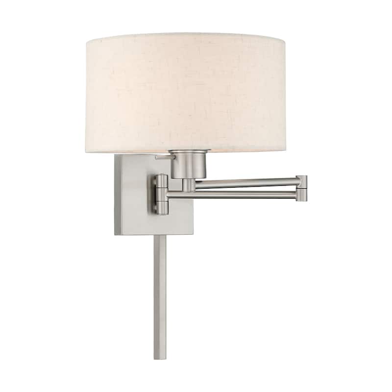 Livex Lighting 1-Light Drum Shade Swing Arm Wall Lamp, 40037