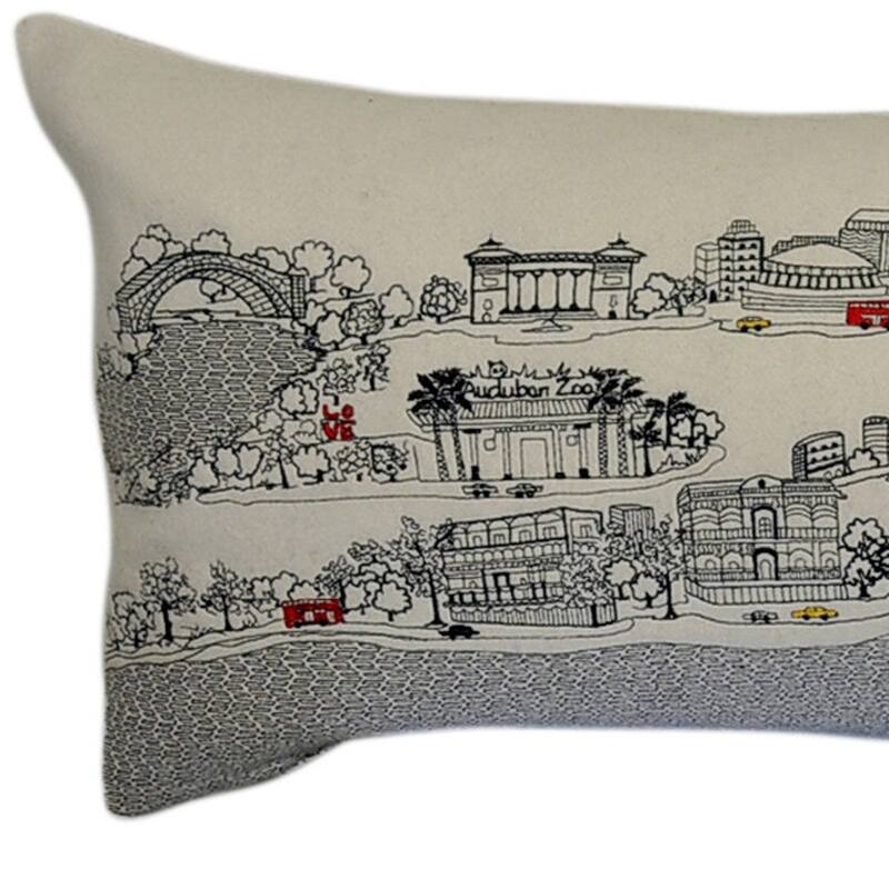 HomeRoots 46" White New Orleans Daylight Skyline Lumbar Decorative Pillow