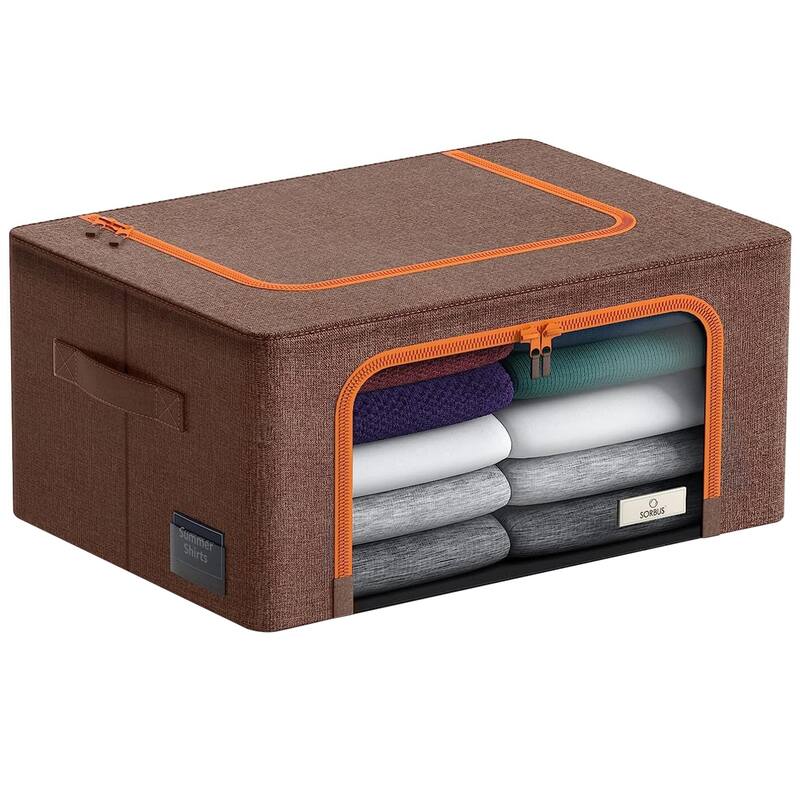 Storage bins with Window (Single) - 8'' H X 15.75'' W X 12'' D - Brown