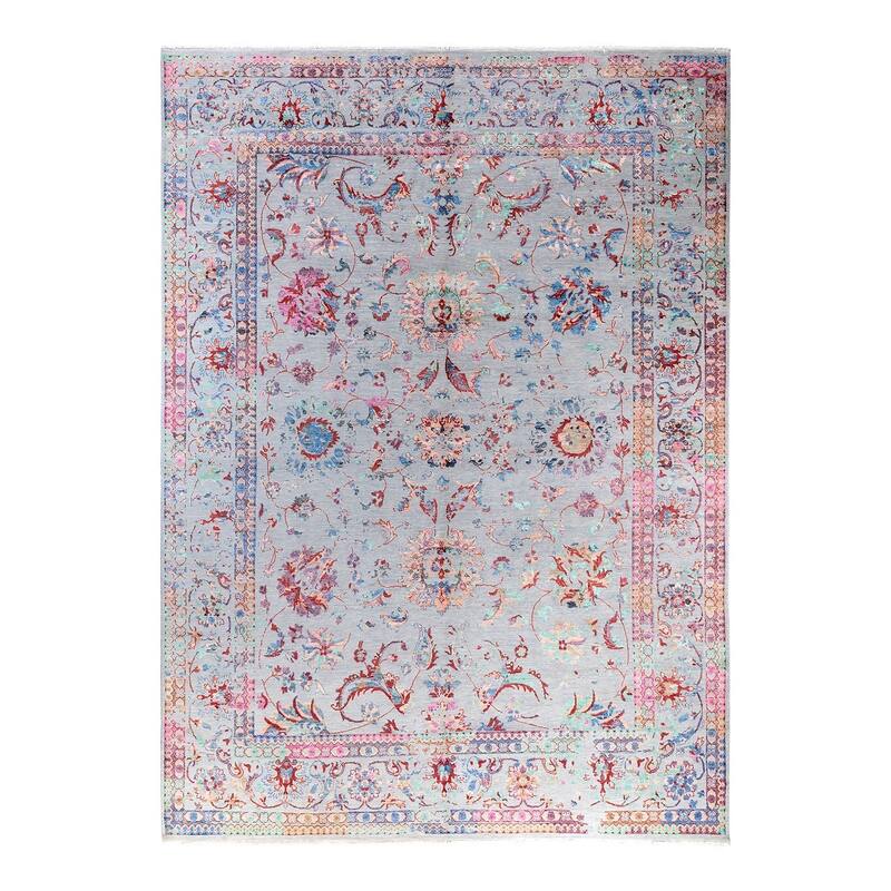 Ikat One-of-a-Kind Hand-Knotted Area Rug, Blue - 9' 1" x 12' 9"