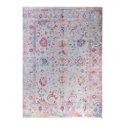 Ikat One-of-a-Kind Hand-Knotted Area Rug, Blue - 9' 1" x 12' 9"