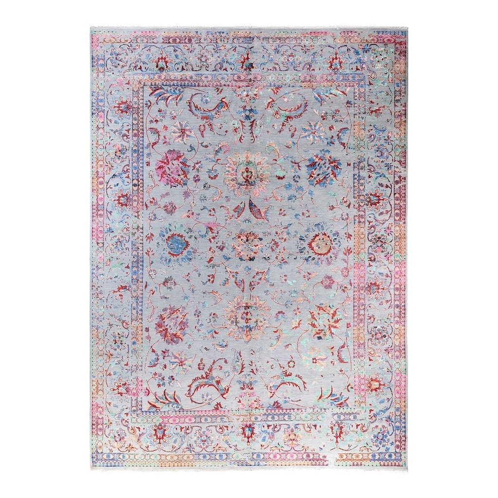 Ikat One-of-a-Kind Hand-Knotted Area Rug, Blue - 9' 1" x 12' 9"