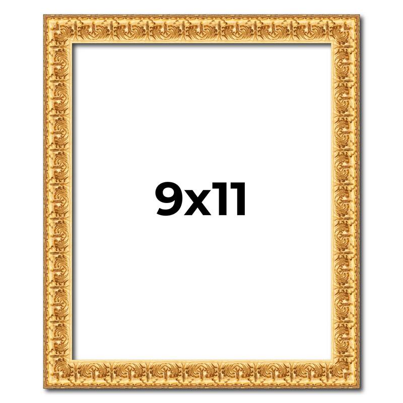 9x11 Frame Gold Real Wood Picture Frame Width 1 inches | Interior