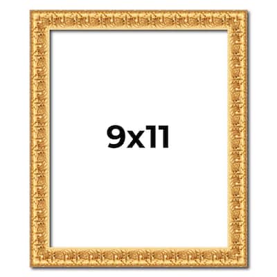 9x11 Frame Gold Real Wood Picture Frame Width 1 inches | Interior