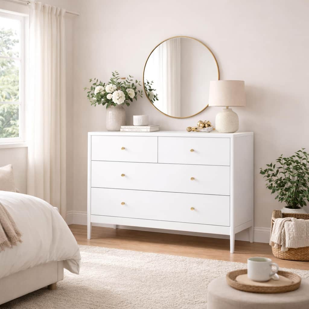 White 4-Drawer Kids Dressers Storage Cabinet for Living Room, Versatile Dressers & Chests of Drawers