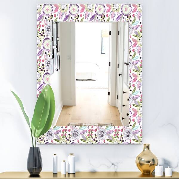 Designart 'Pink Blossom 9' Modern Mirror - Frameless Printed Wall ...