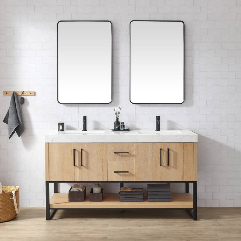 Kolkata Bathroom Vanity in Weathered Oak without Mirror