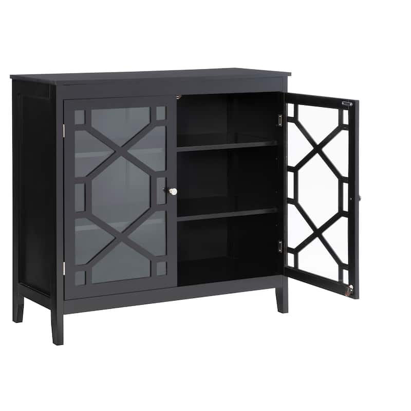 Linon Ava Black Large Cabinet