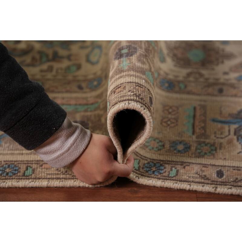 Tabriz Persian Area Rug Hand-Knotted Oriental Beige Wool Carpet - 8'0"x 10'6"