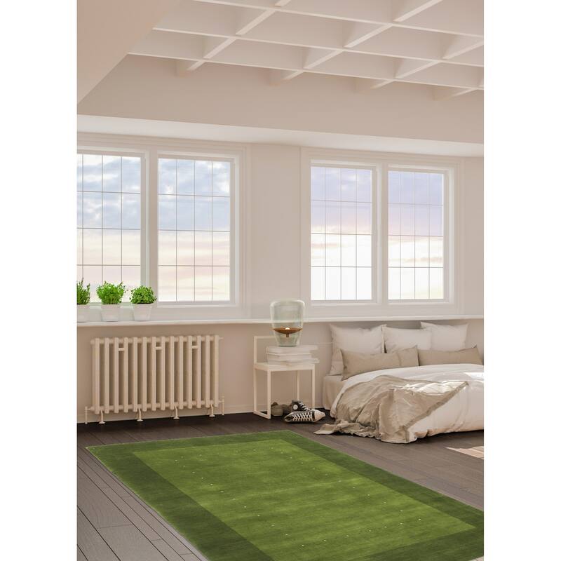 ECARPETGALLERY Hand Loomed Kashkuli Gabbeh Green Wool Rug - 5'3 x 7'6