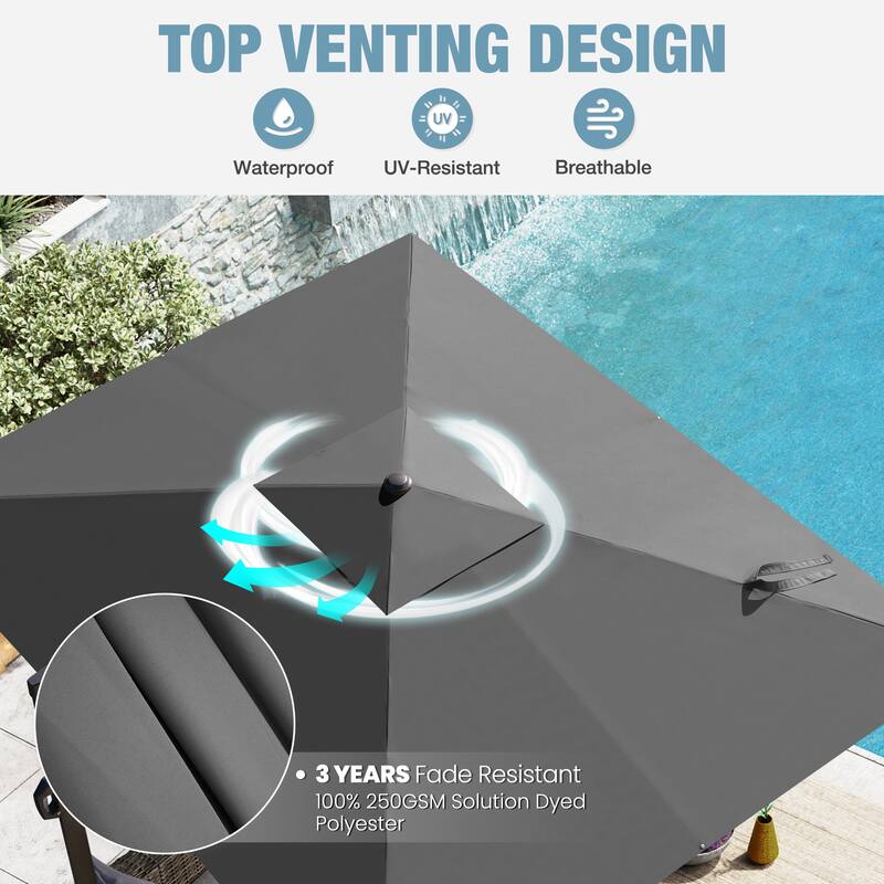 VredHom Patio Outdoor 9 x 11 FT Cantilever-Offset Umbrella with HDPE Base