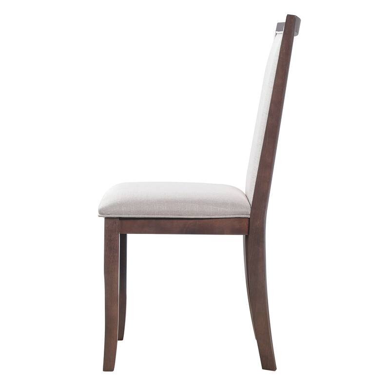 Farmhouse Round Extendable Dining Table Set for 4: 5-Piece Kitchen Table with Removable Leaf & 4 Upholstered Chairs