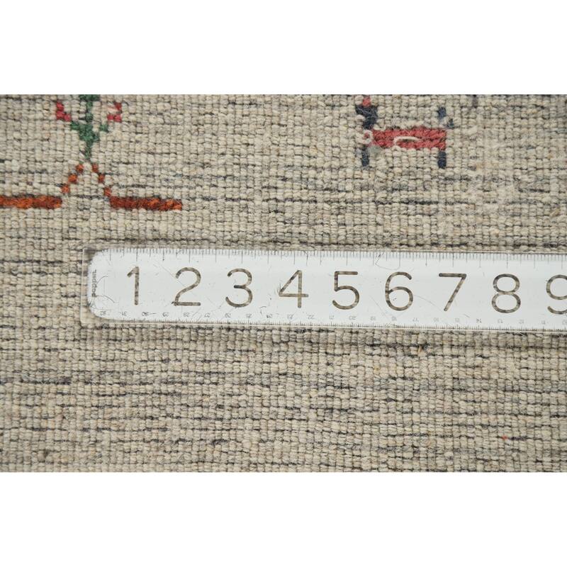 Hand Knotted Oriental 100% Wool Carpet Tribal Animal Pictorial Beige & Ivories Gabbeh Area Rug - 7' 9'' X 5' 1''