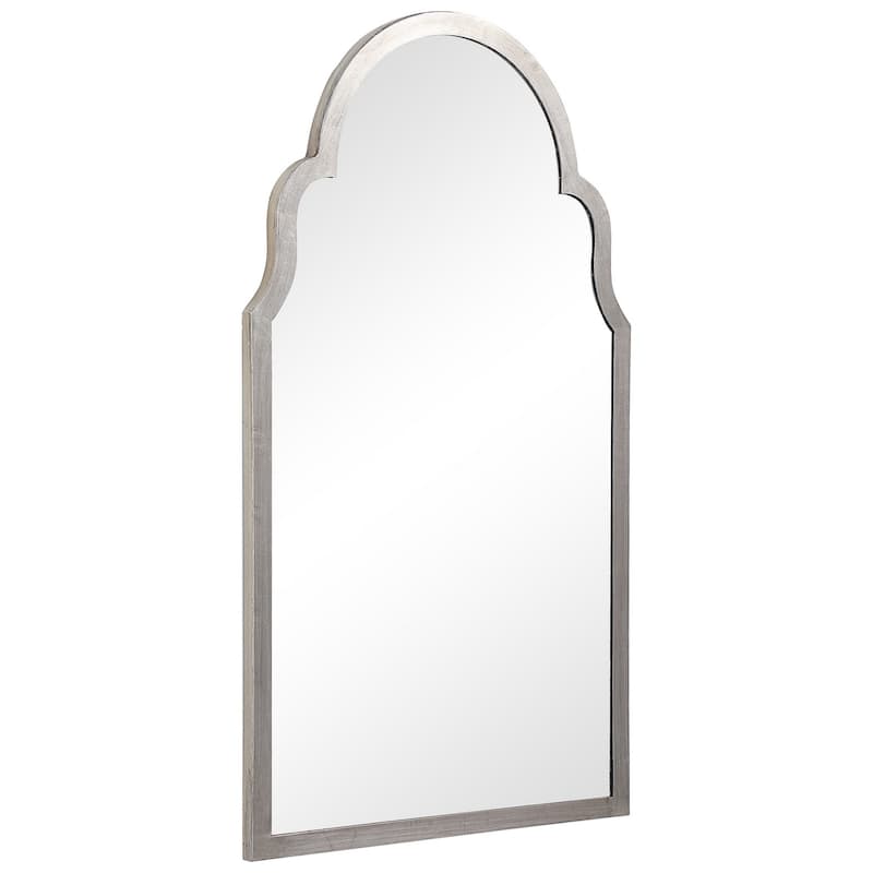 Sleek Elongated Quatrefoil Frame Mirror, Silver