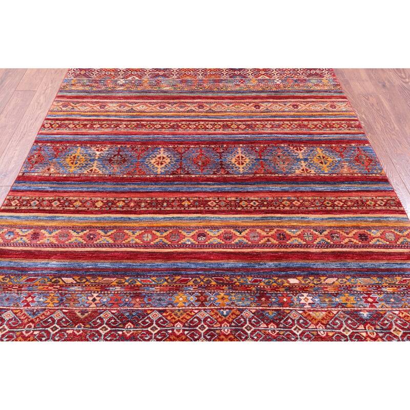 Golden Nile Khorjin Persian Gabbeh Handmade Wool Rug - 5' 8" X 7' 8"