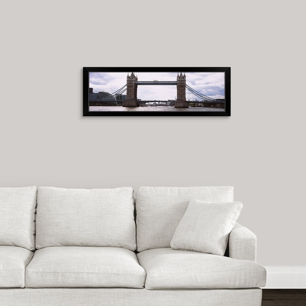 "Drawbridge across a river, Tower Bridge, Thames River, London, England" Black Framed Print