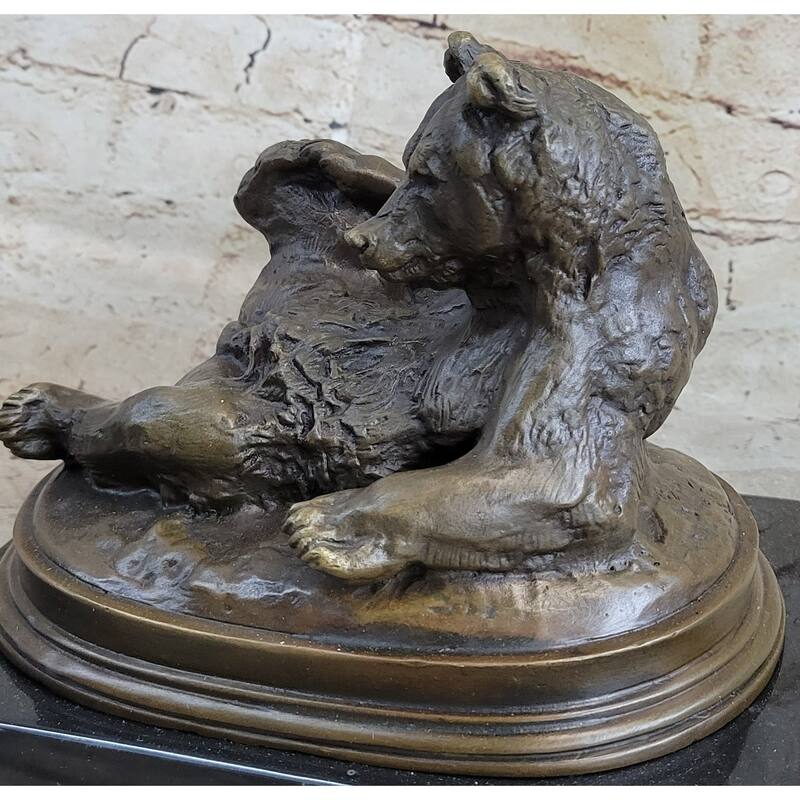 Grizzly Bear On His Back Bronze Sculpture Statue Home Office Decoration