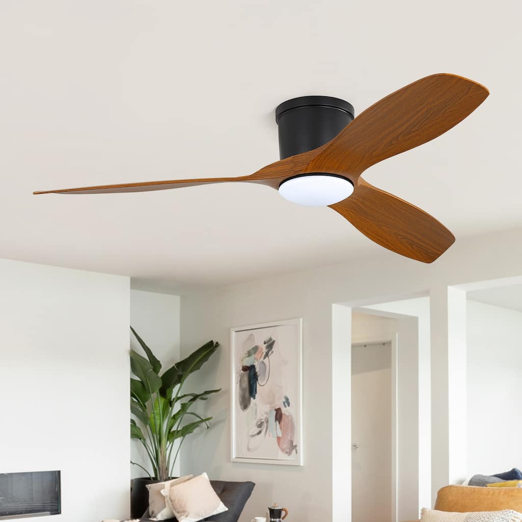 Sofucor 52 Inch Low Profile Flush Moun Ceiling Fans with Lights,3 ABS Blades,Dimmable 6-Speed 3-Timer Reversible DC Motor