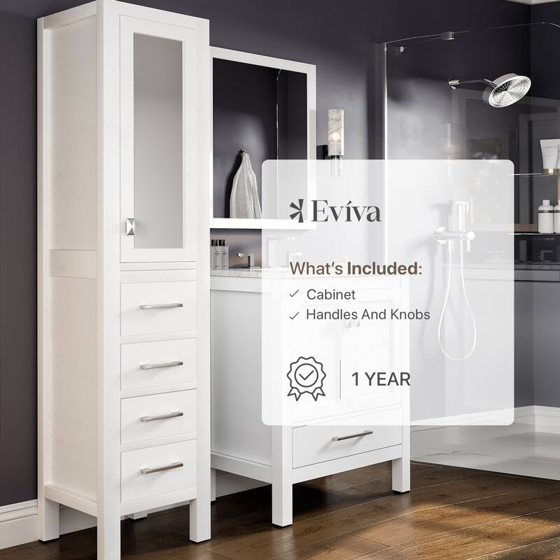 Eviva Aberdeen 18" White Freestanding Modern Linen Side Cabinet