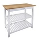 preview thumbnail 15 of 29, 2-shelf Natural Solid Wood Top Kitchen Island White Base & Natural Cherry Top