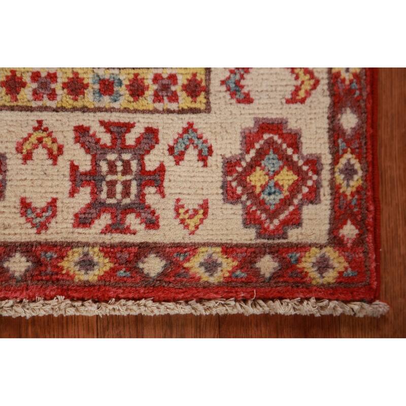 Red Kazak Oriental Foyer Rug Hand-Knotted Wool Carpet - 2'0"x 3'0"