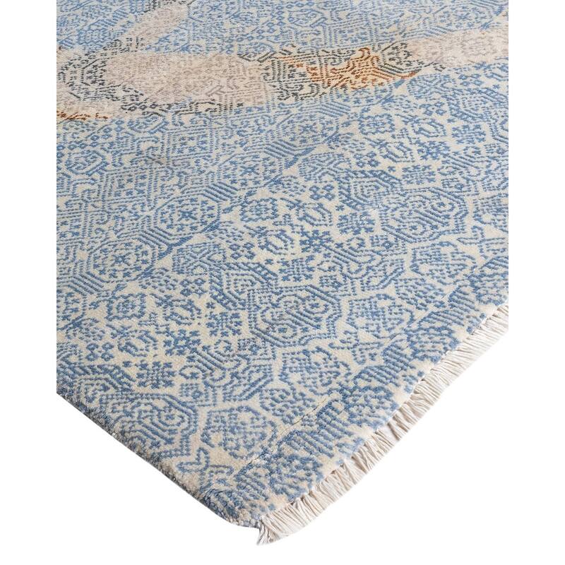 Ikat One-of-a-Kind Hand-Knotted Area Rug, Blue - 8' 1" x 10' 3"