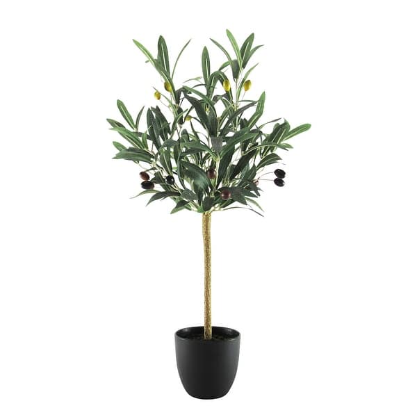 slide 2 of 4, 24in Petite Artificial Olive Tree Plant in Black Pot - 24" H x 14" W x 14" DP
