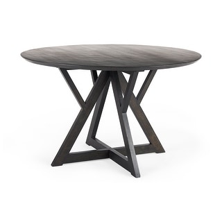 Jennings Dark Brown Solid Wood Round Dining Table - 48"L x 48"W x 29.5 ...