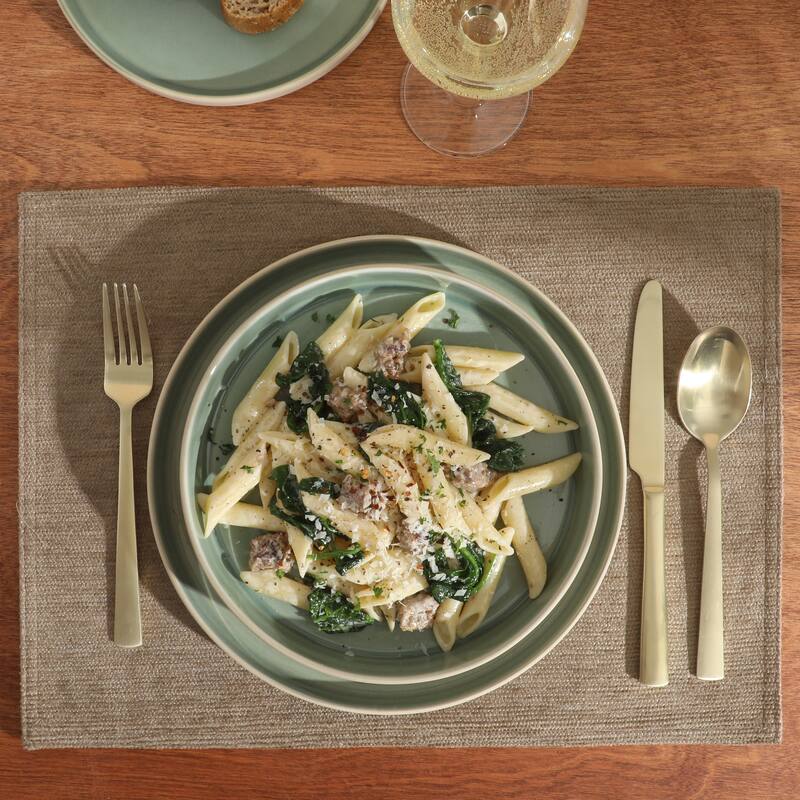 Gibson Elite Liberty Bay 16-Piece Pottery Clay Stoneware Stackable Dinnerware Set - Reactive Glaze, Service for 4