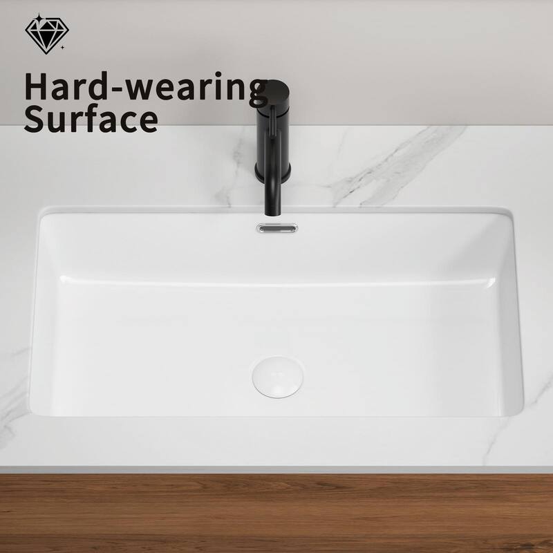 Eridanus Undermount Kitchen Sink - White Ceramic Sink, Deep Single Bowl (Without Bottom Grid and Strainer Drain