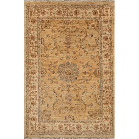 Momeni Heirlooms Chobi Hand Knotted Wool Gold Area Rug - 3' X 4'8"