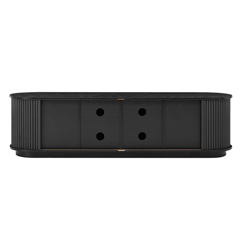 Wooden TV Stand with Sliding Tambour Door for TVs up to 75", Fluted TV Cabinet Media Console Table for Living Room