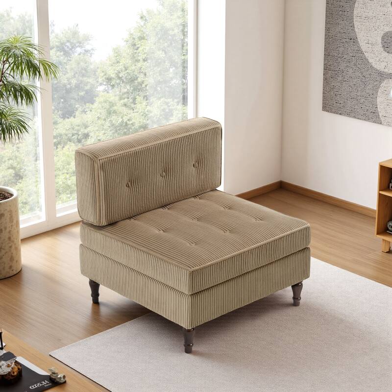 Modern Corduroy Corner Armchair Armless Chair sofa