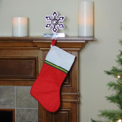 Traditional Christmas Stocking with Ribbon Trim - 16" - Red and White