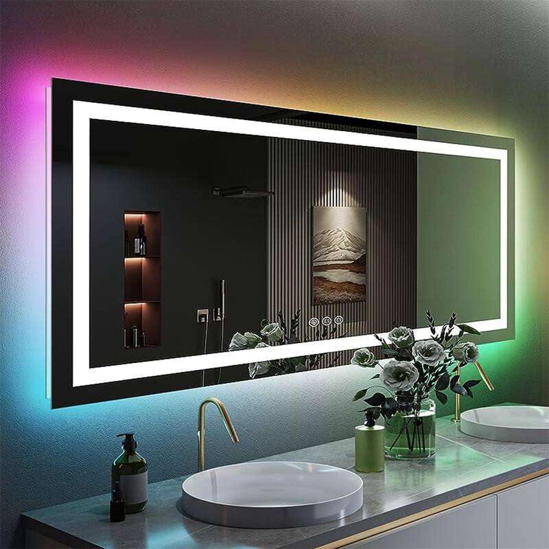 LED & RGB Lighted Anti-Fog Temperd Glass Wall Bathroom Vanity Mirror