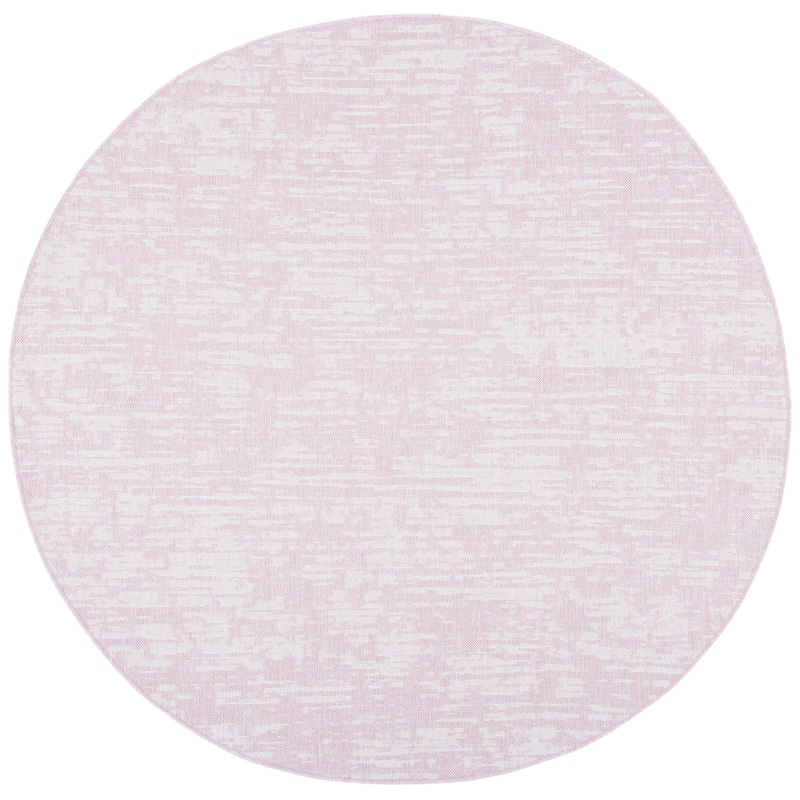 SAFAVIEH Courtyard Simcha Abstract Indoor/ Outdoor Waterproof Patio Backyard Rug - 6'7" Round - Pink/Ivory