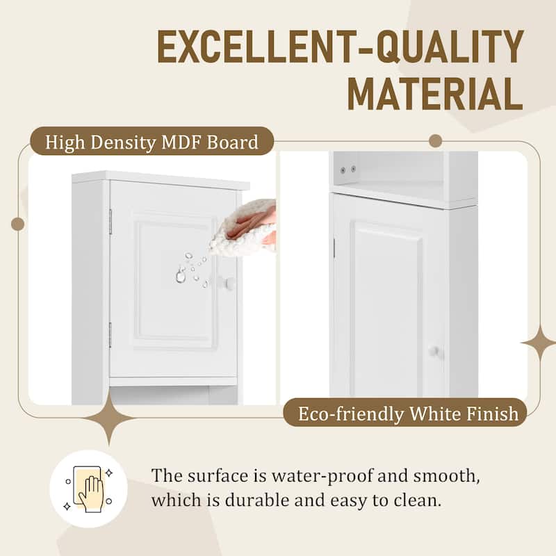 Multi-Functional Corner Cabinet Tall Bathroom Storage Cabinet With Two Doors And Adjustable Shelves
