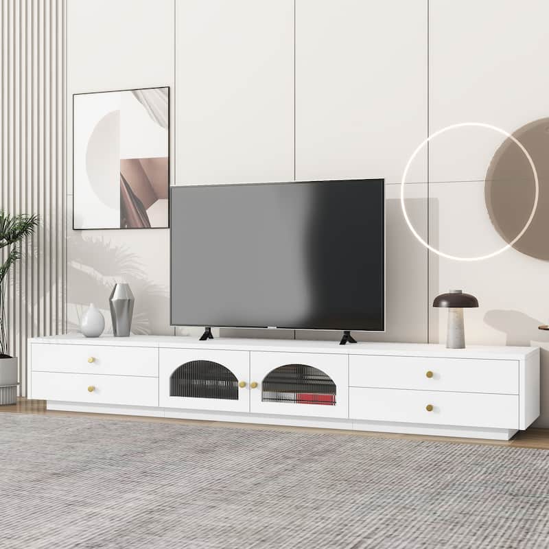 Luxurious TV Stand with Fluted Glass Doors
