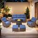 Option Brown Wicker & Blue Cushion