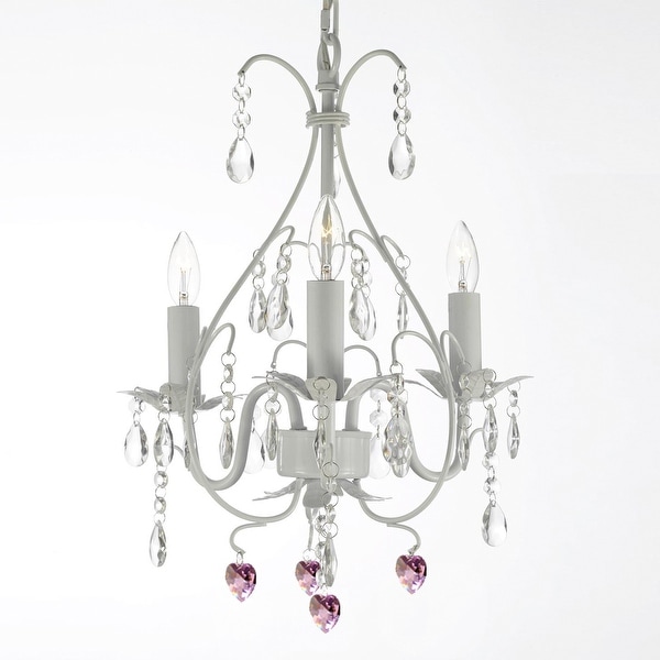 Wrought Iron And Crystal White Chandelier Pendant With Pink Wrought Iron And Crystal White Chandelier Pendant With Pink Hearts