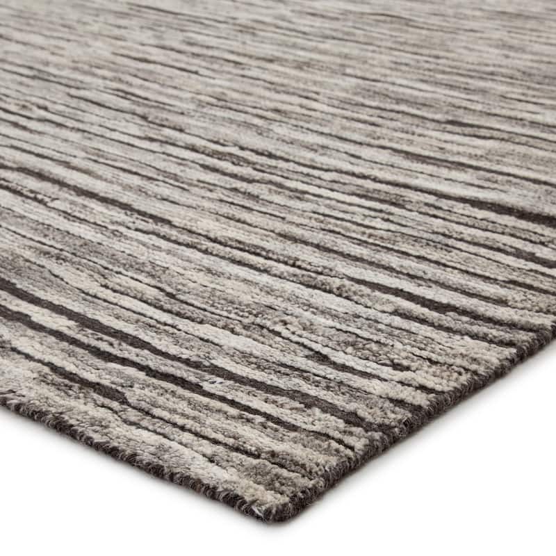 Welles Hand-Knotted Striped Dark Gray/ Ivory Area Rug