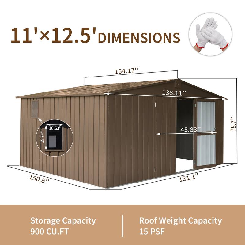 Large Rustproof Metal Garden Shed Storage Shed Tool Shed with Double Lockable Doors, Waterproof Pet Shed