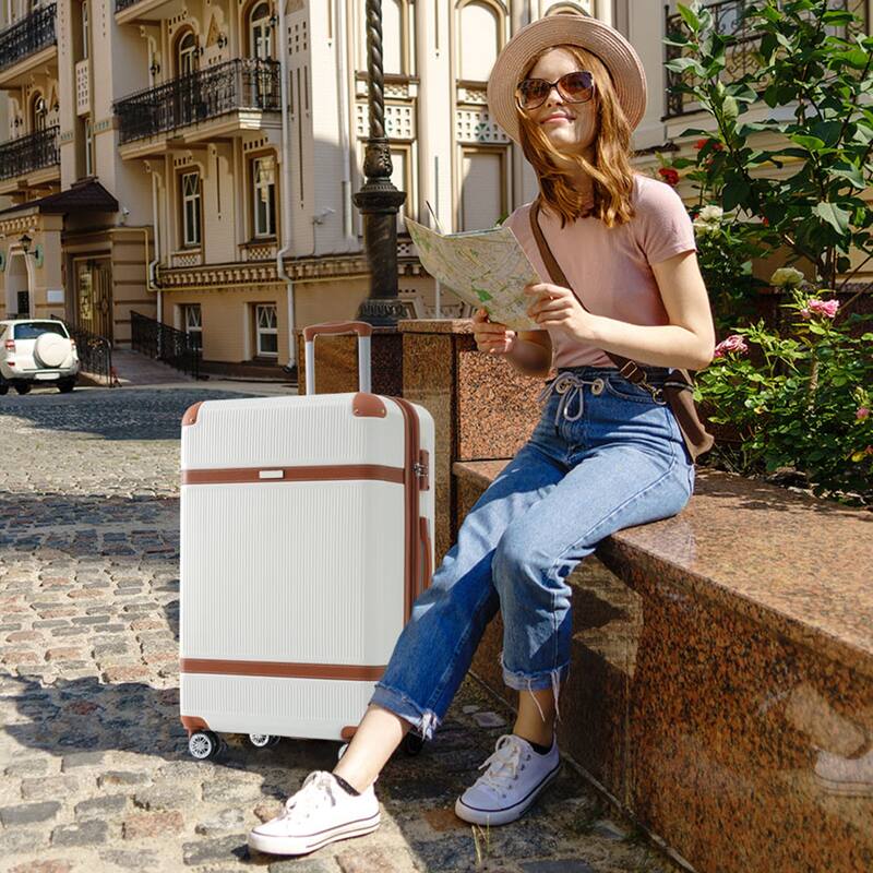 3 Piece Hardside Lightweight Luggage Sets with Double Spinner 8 Wheels and TSA Lock