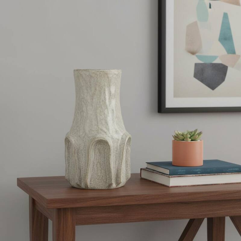 12" Sage And Gray Round Ceramic Table Vase - 7.10 - Sage/Gray - 7.10