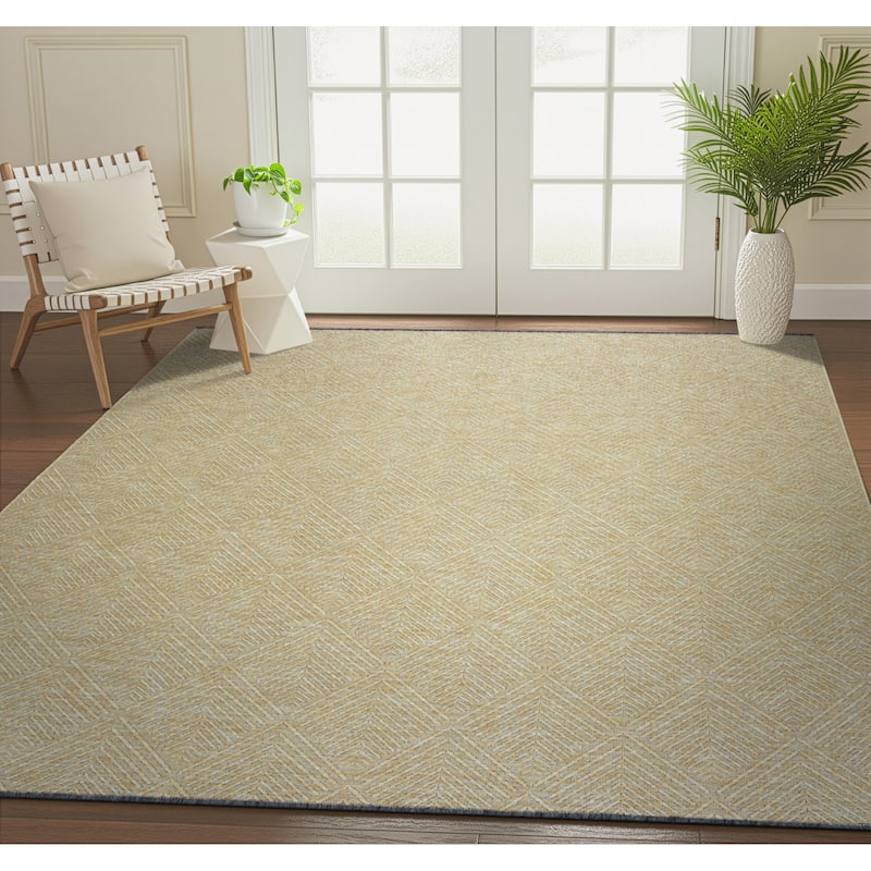 Alameda Solid Color Chevron Machine Washable Indoor Area Rug