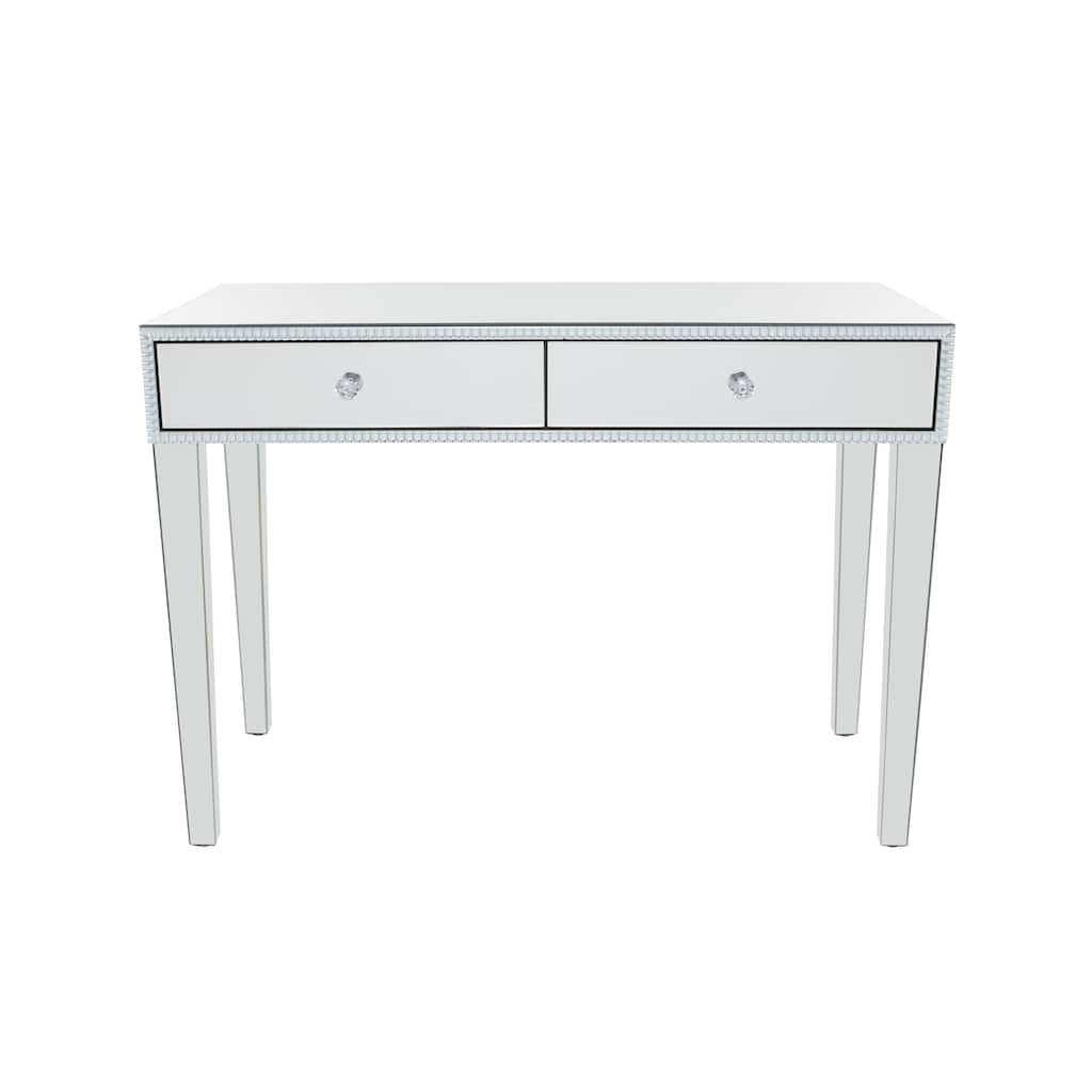 Wooden Mirrored 2 Drawers Console Table - Silver - Roche River Decor