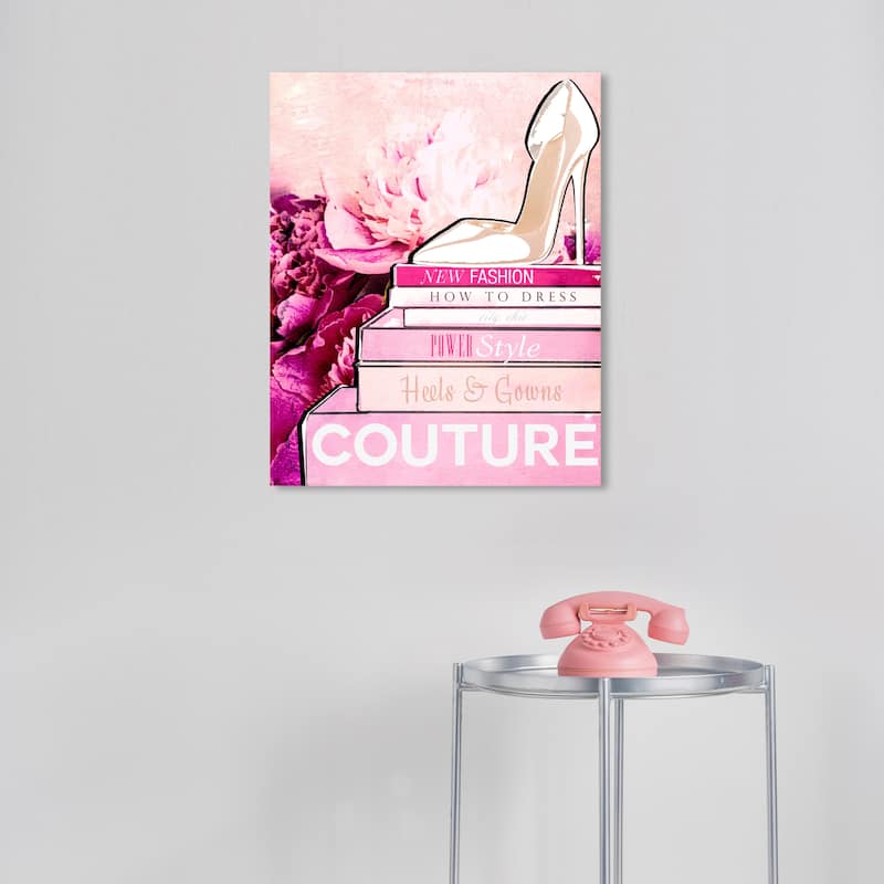 Wynwood Studio Fashion and Glam Whats On My Mind Couture Pink and Glam Wall Art Canvas Print - 20 x 16