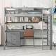 preview thumbnail 2 of 11, Solid Wood Loft Bed with Bulit-in Desk, Storage Shelf and 3 Drawers, Twin Size Loft Bedframe with Storage Box and Blackboard