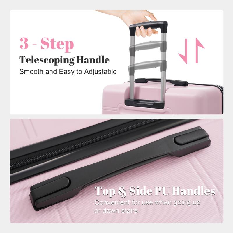 6 Piece Luggage Set, with Double Spinner Wheels Handle Password Lock, 14 IN Cosmetic Case 20/24/28 IN Luggages with Bag